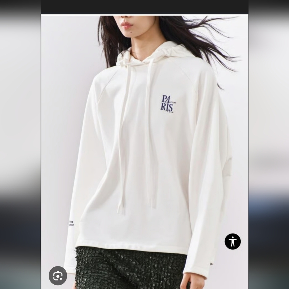Zara Cream Hoodie with Paris Embroidery